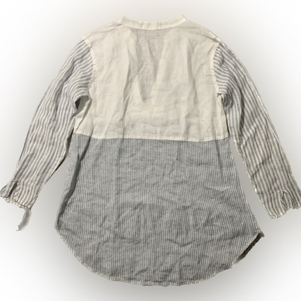 Super Cool Cp Shades Striped Patchwork Linen Top - image 5